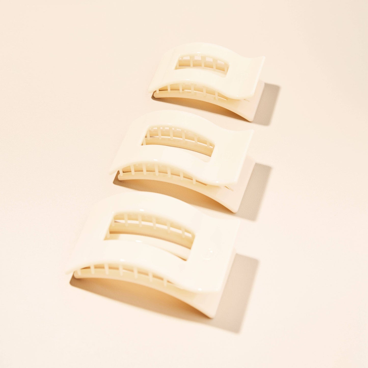 almond beige flat rectangle hair claw