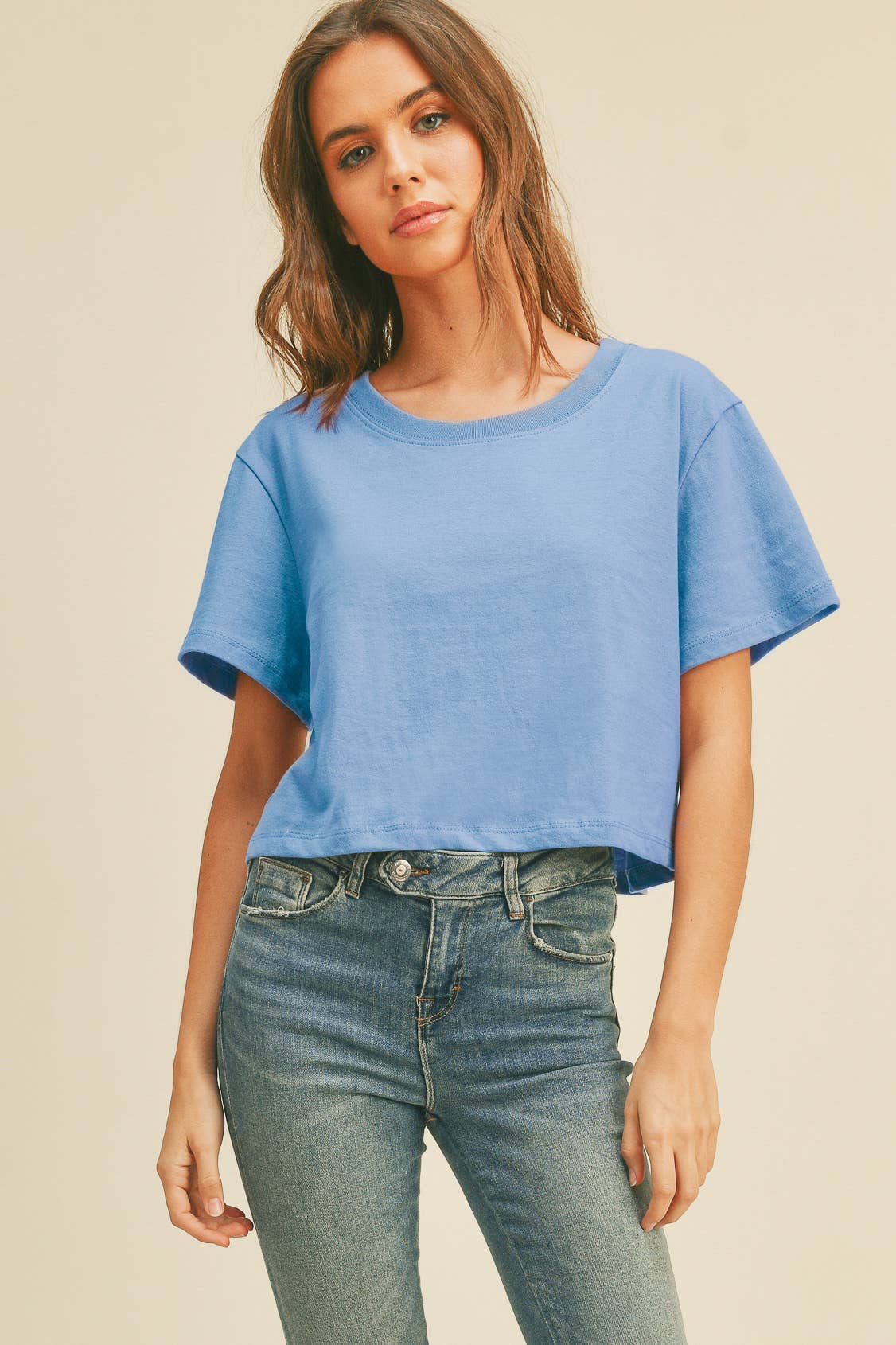Honestee - TSTW1003WS Premium Garment Washed Blank Boxy Crop Tee