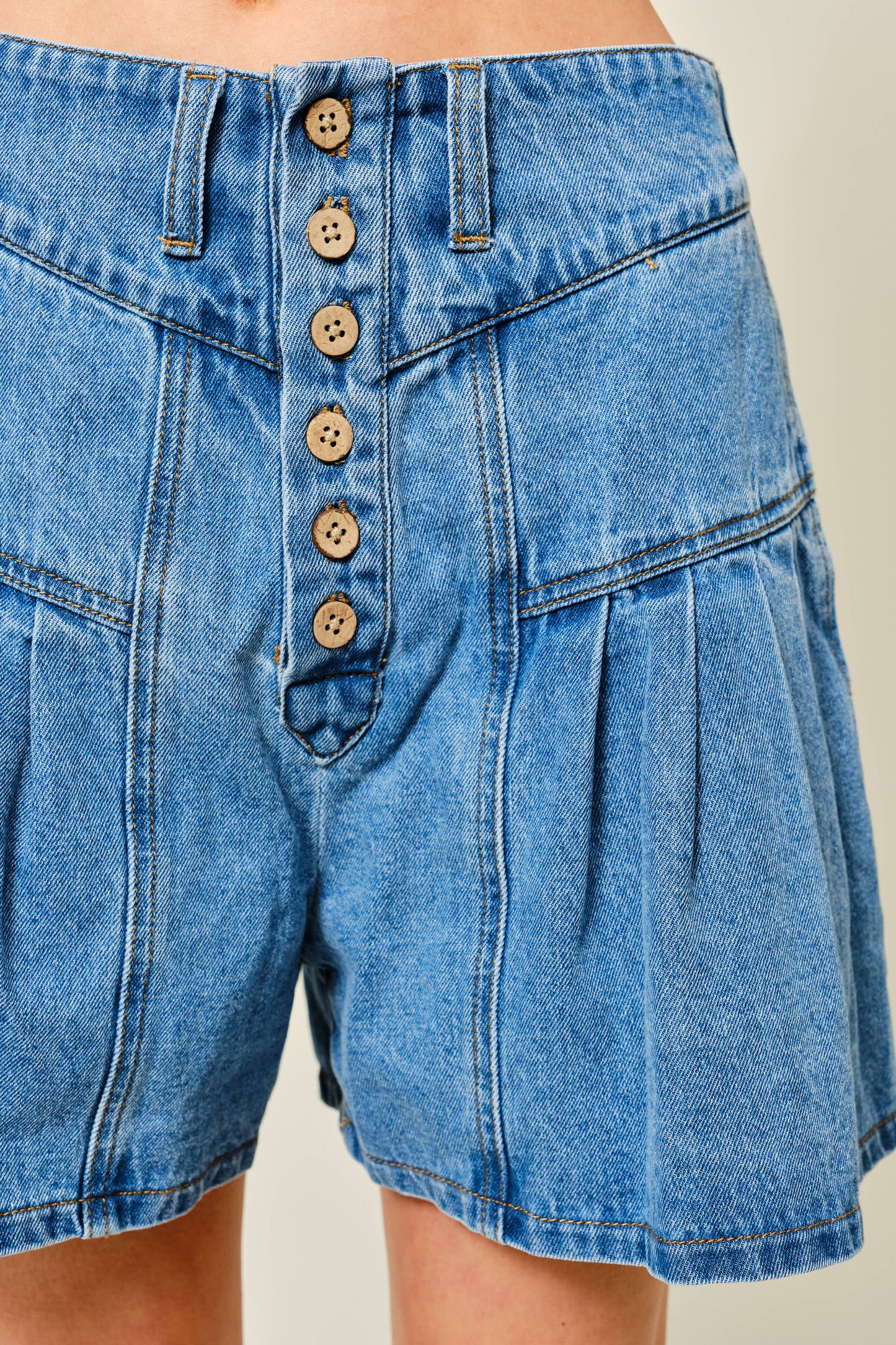 pintuck flare shorts
