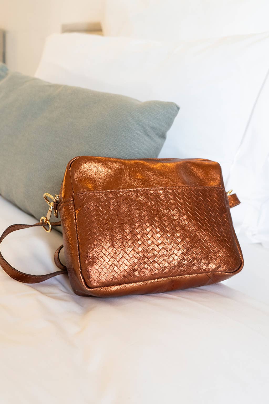 tea party metallic crossbody bag