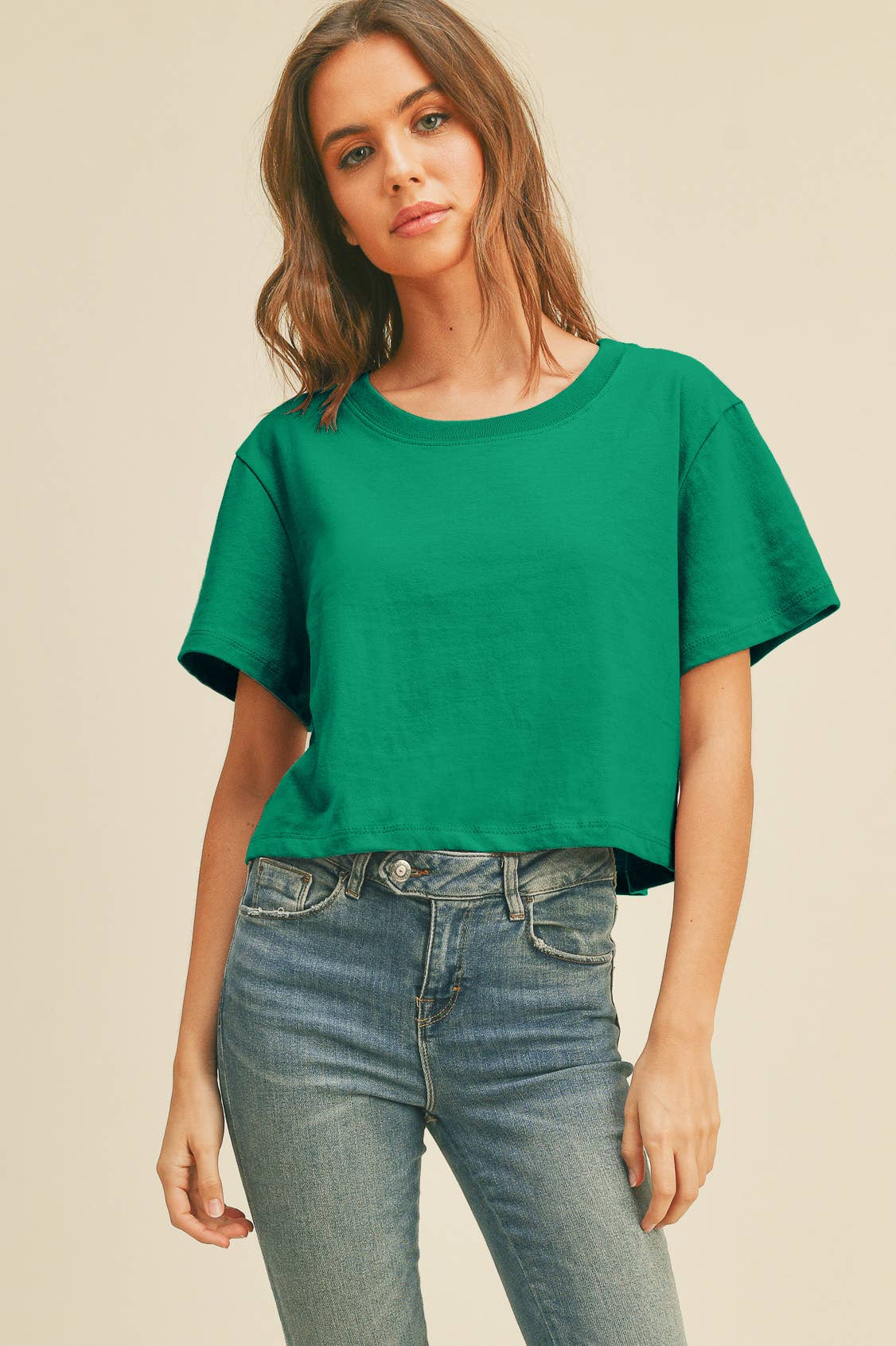 Honestee - TSTW1003WS Premium Garment Washed Blank Boxy Crop Tee
