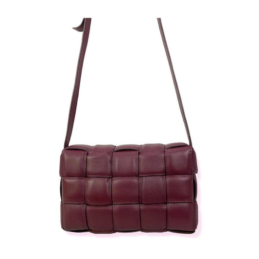 woven checker leather crossbody