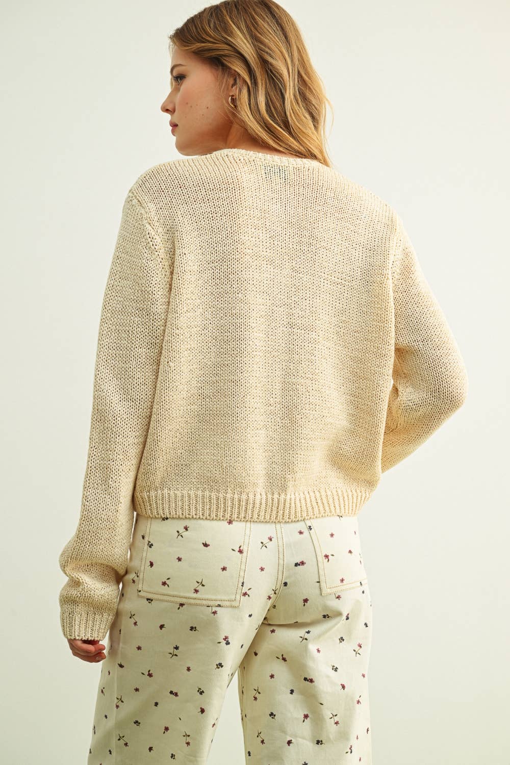 MIOU MUSE - J6888   BUTTON FRONT KNITTED CARDIGAN