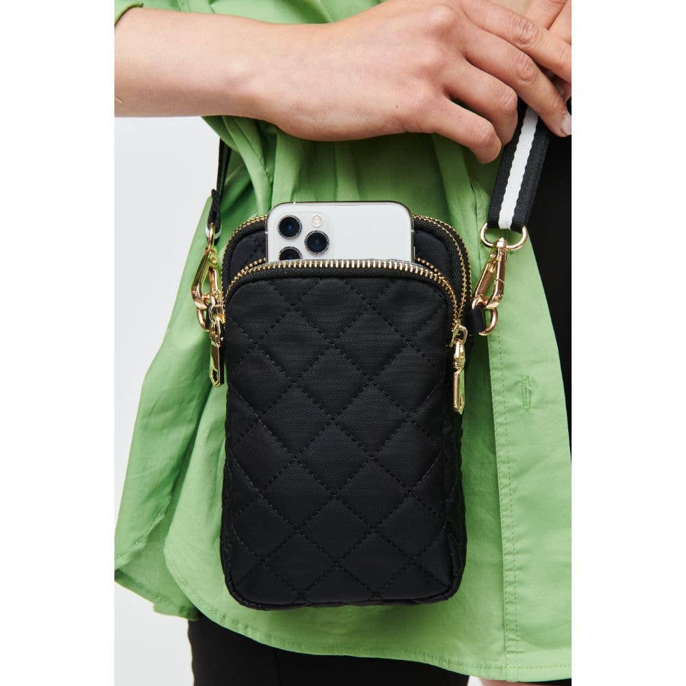 Sol and Selene - Divide & Conquer Quilted Crossbody: Black nude cream