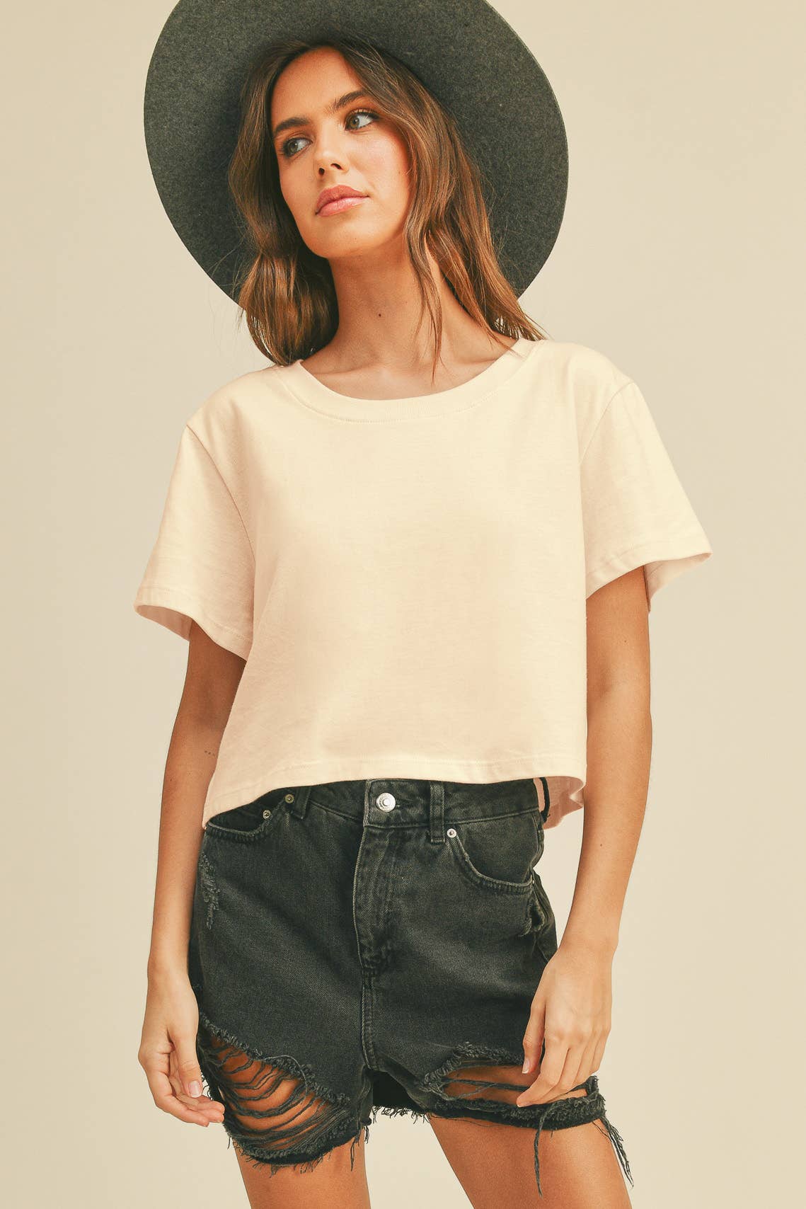 Honestee - TSTW1003WS Premium Garment Washed Blank Boxy Crop Tee