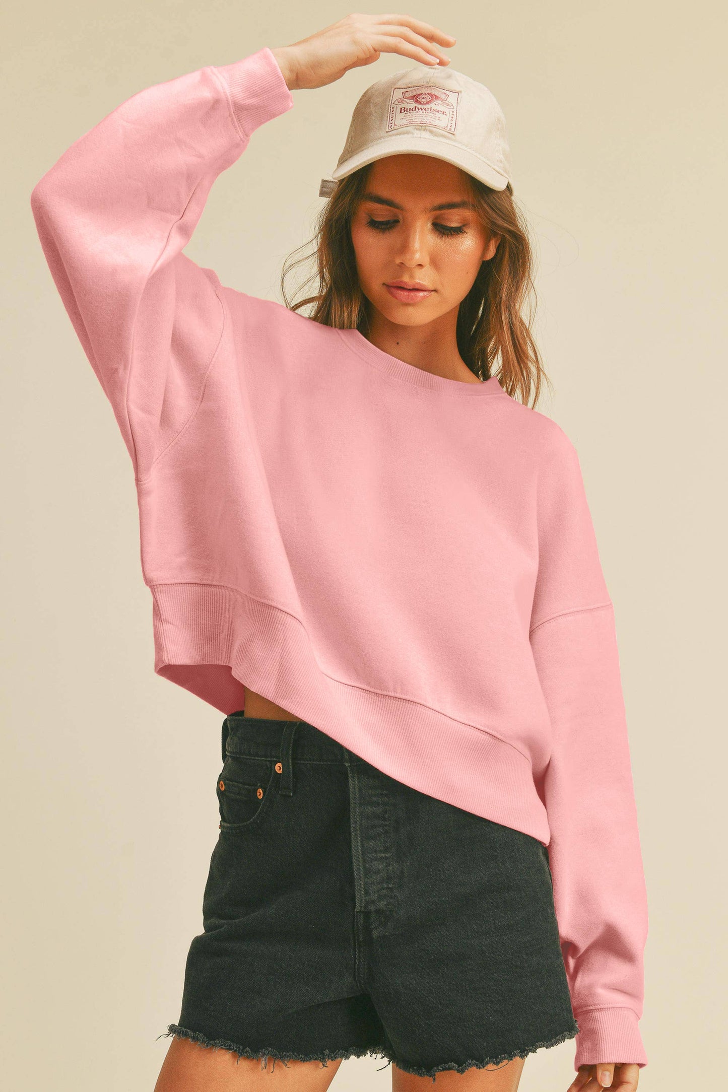 Honestee - Blank Short Cropped Long Sleeve Sweatshirt