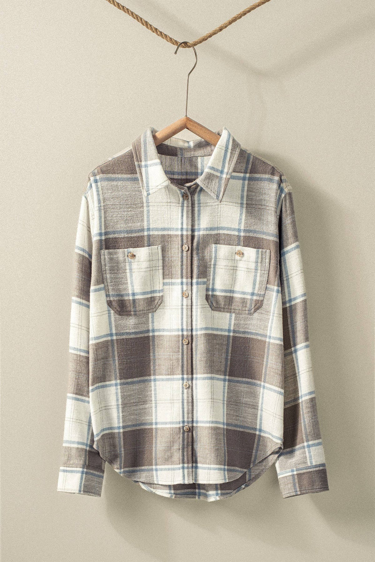 Urban Daizy - Western Plaid Button-Up Relaxed Fit Shirt