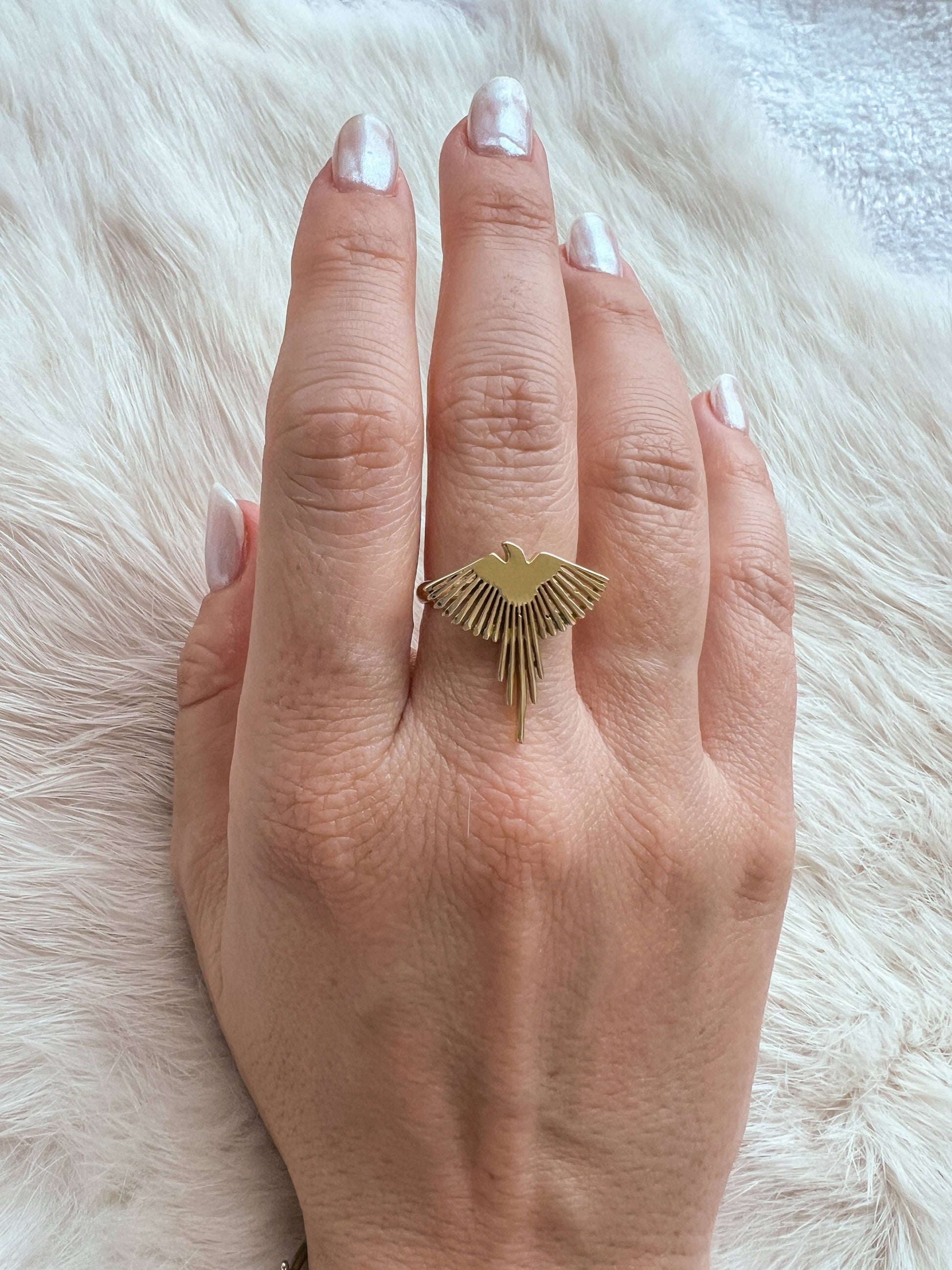 Baizaar fair trade nickel free brass eagle ray gold boho ring