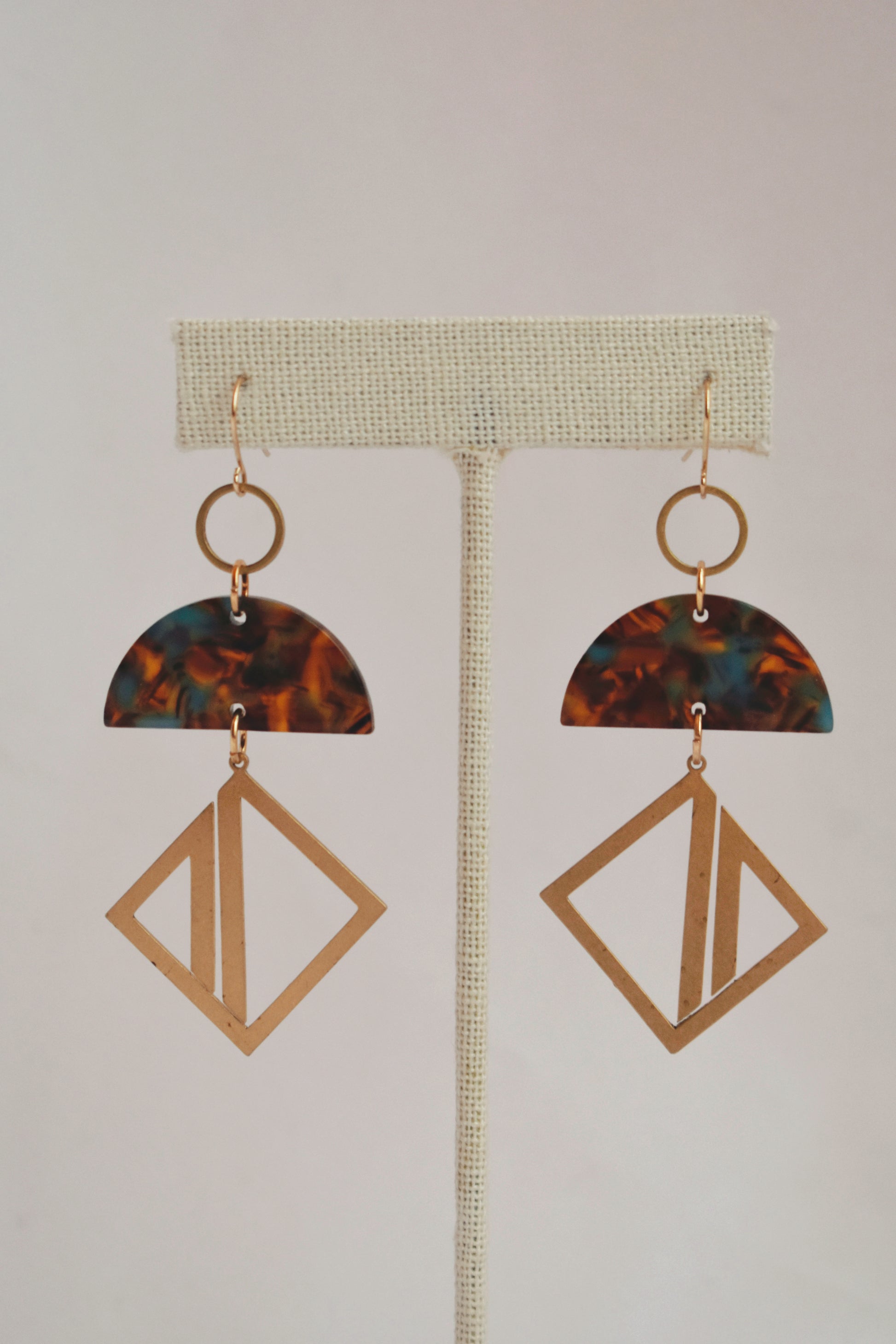 acetate and brass pendant dynamic lightweight statement earrings