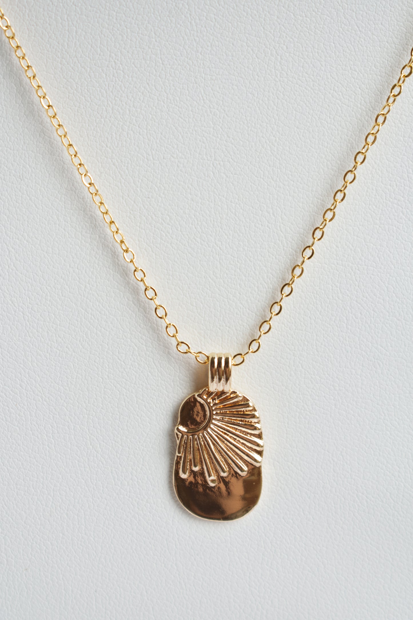 gold plated dainty daybreak sun pendant necklace