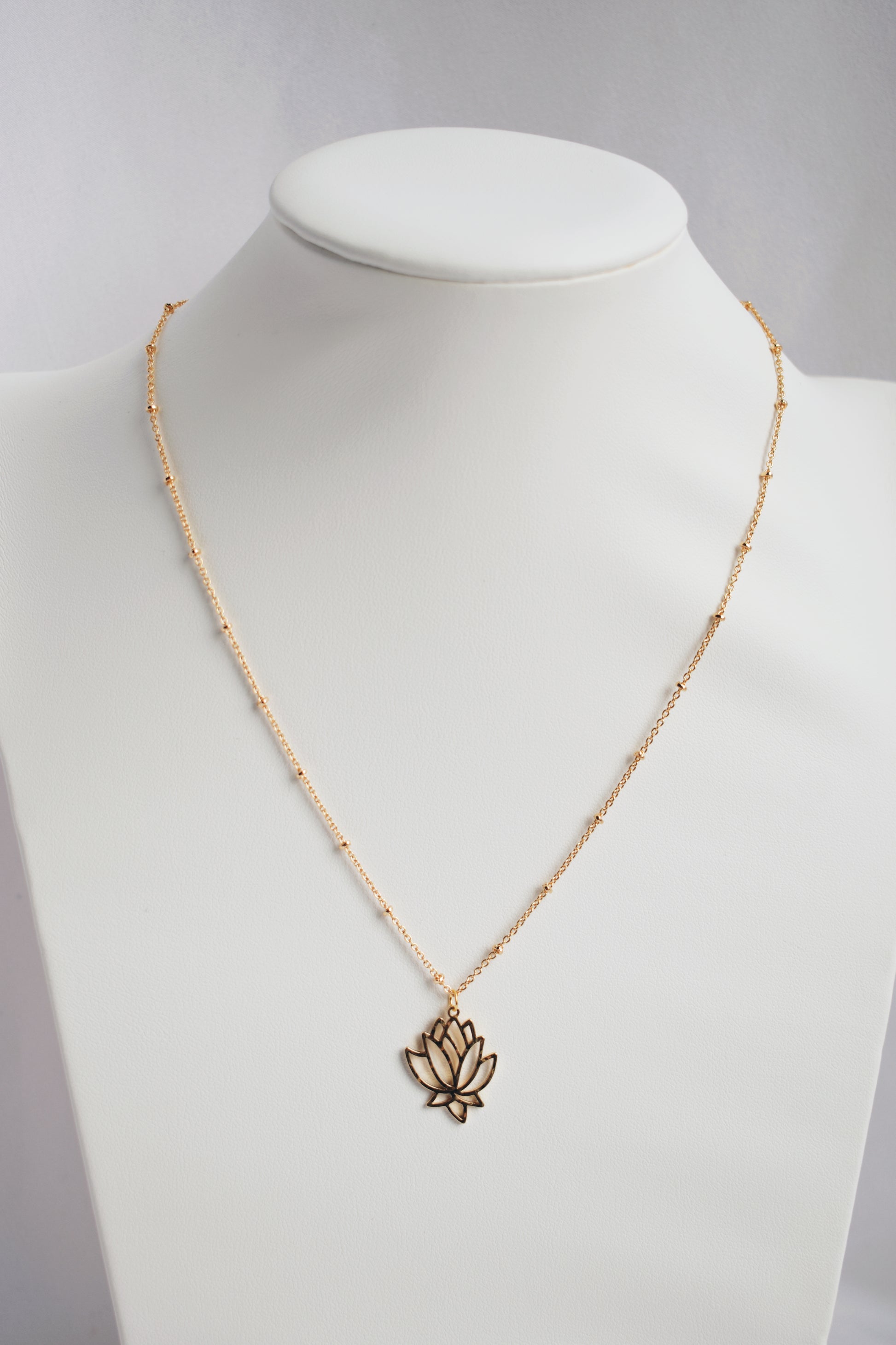 gold plated lotus pendant dainty satellite chain necklace usa small maker