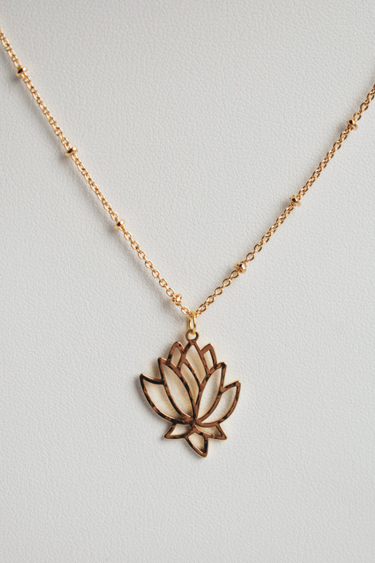 gold plated lotus pendant dainty satellite chain necklace usa small maker