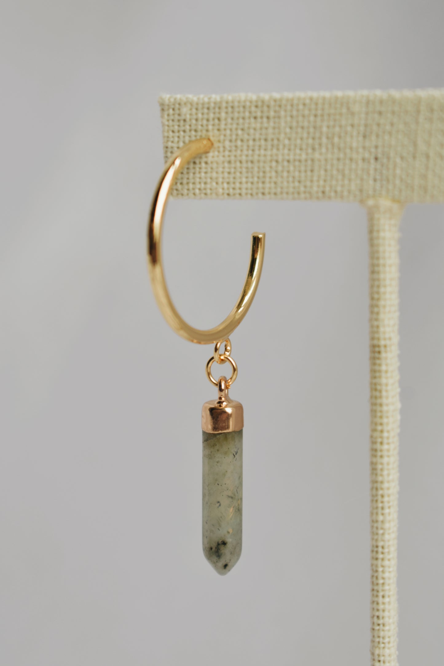 modern boho style labradorite pendant gold plated hoop earrings