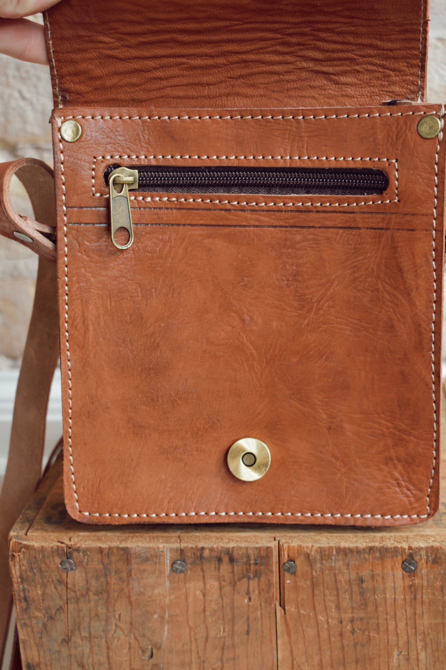 Moroccan leather satchel