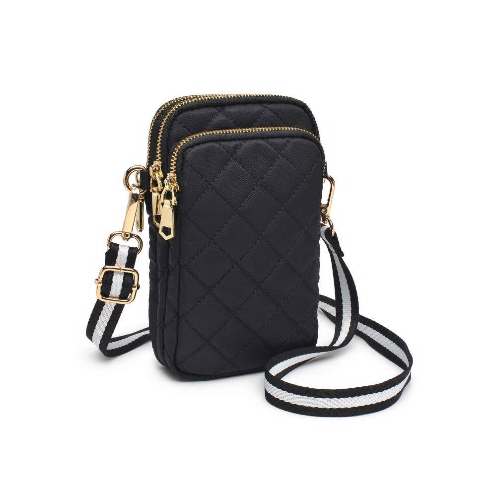 Sol and Selene - Divide & Conquer Quilted Crossbody: Black nude cream