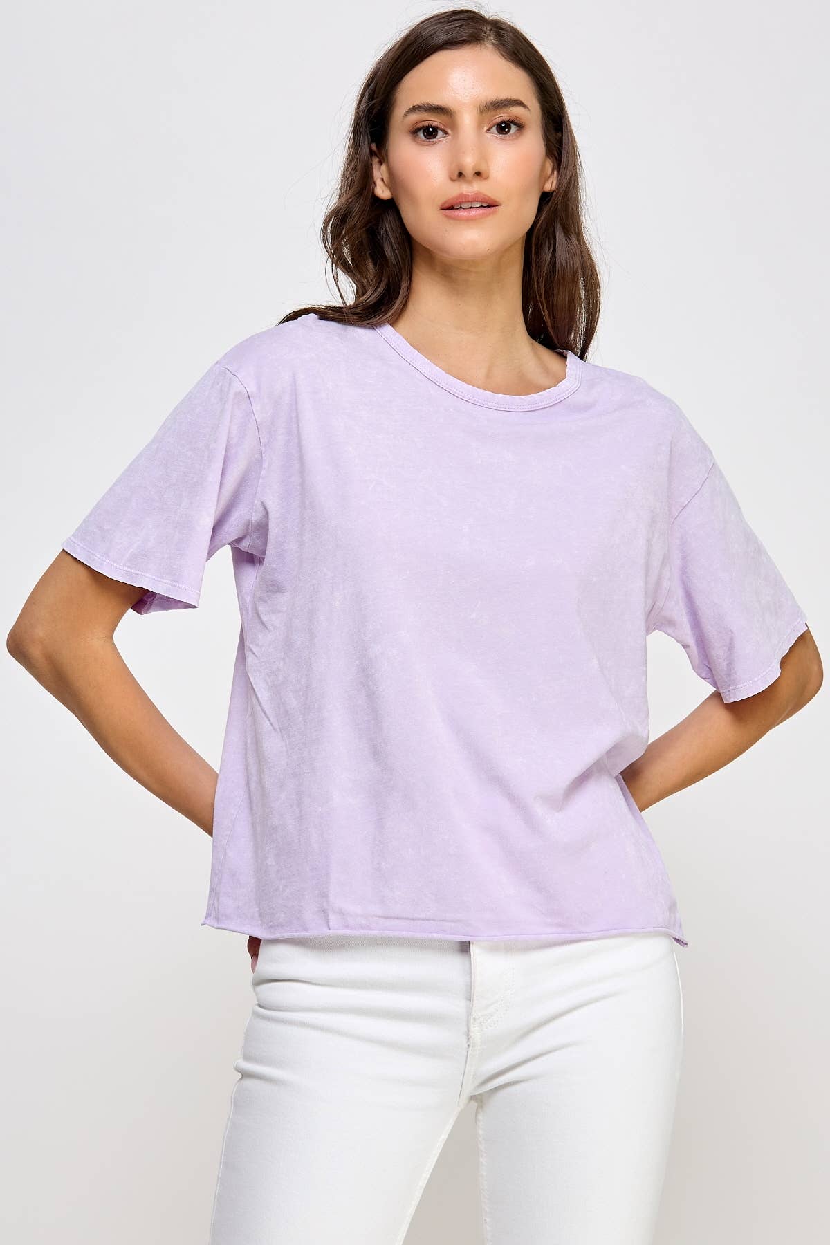 Honestee - Blank Mineral Washed Long Cropped T-Shirt