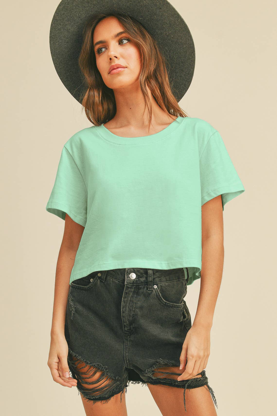 Honestee - TSTW1003WS Premium Garment Washed Blank Boxy Crop Tee