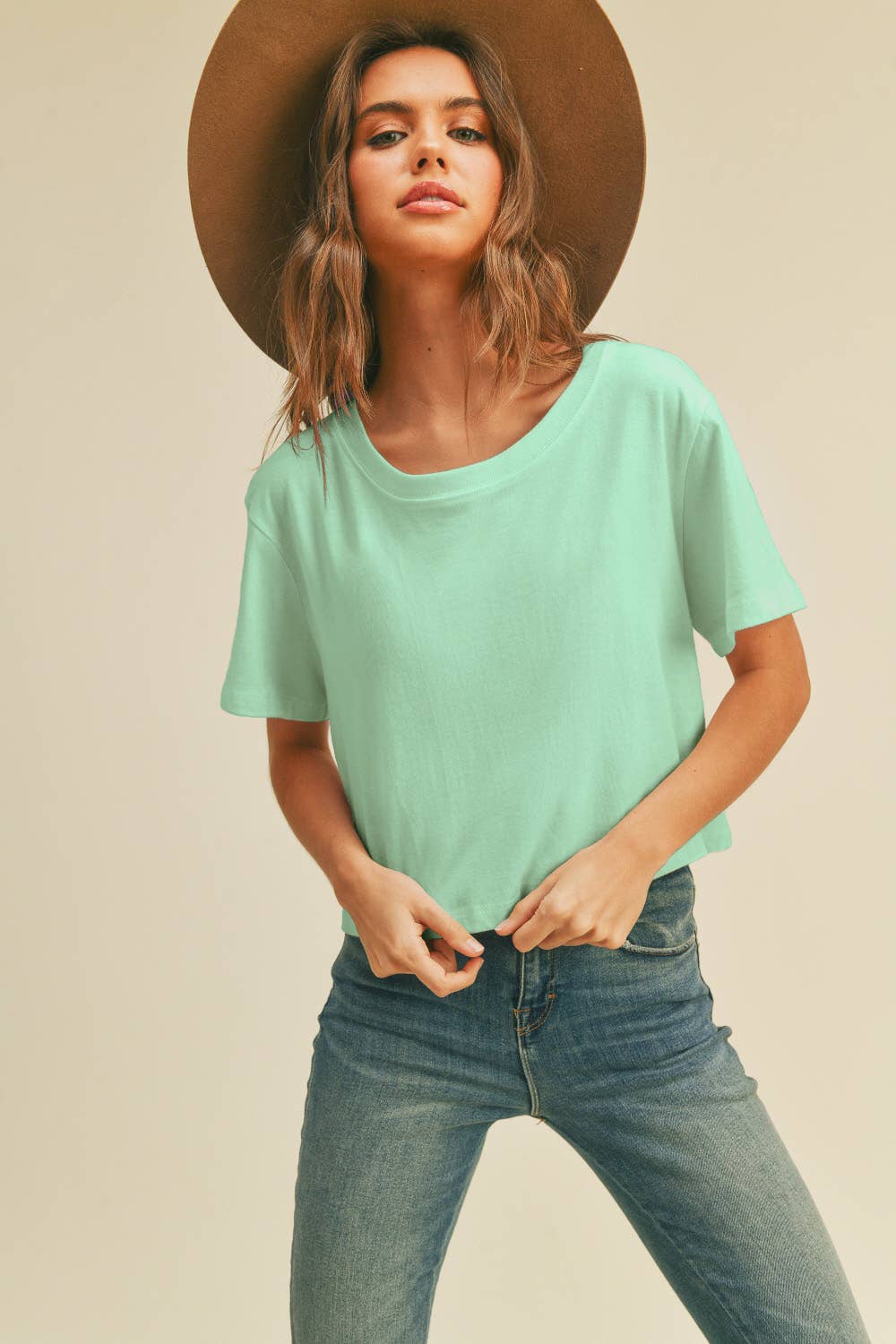 Honestee - TSTW1003WS Premium Garment Washed Blank Boxy Crop Tee
