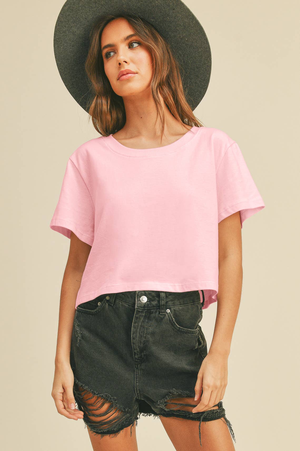 Honestee - TSTW1003WS Premium Garment Washed Blank Boxy Crop Tee