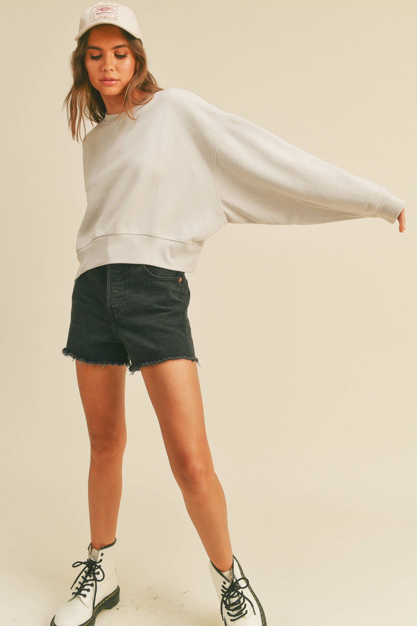 Honestee - Blank Short Cropped Long Sleeve Sweatshirt