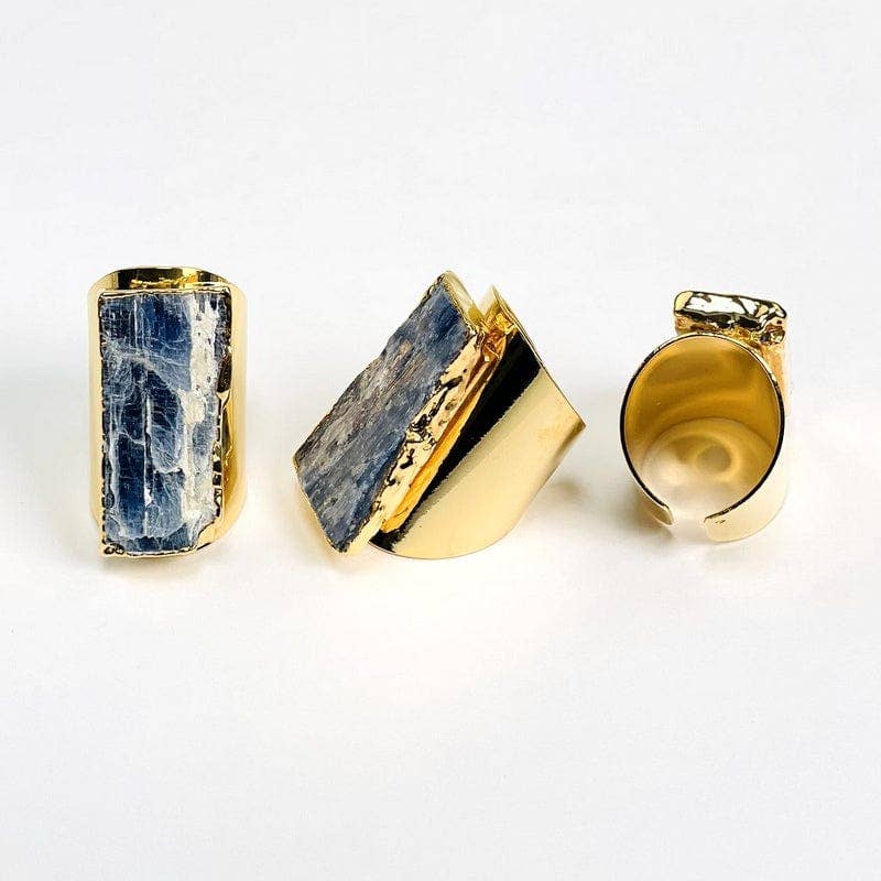 Blue Kyanite Ring with 24k Gold Electroplated Band