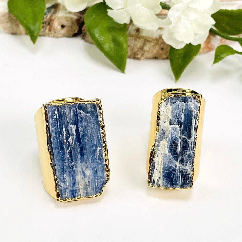 Blue Kyanite Ring with 24k Gold Electroplated Band