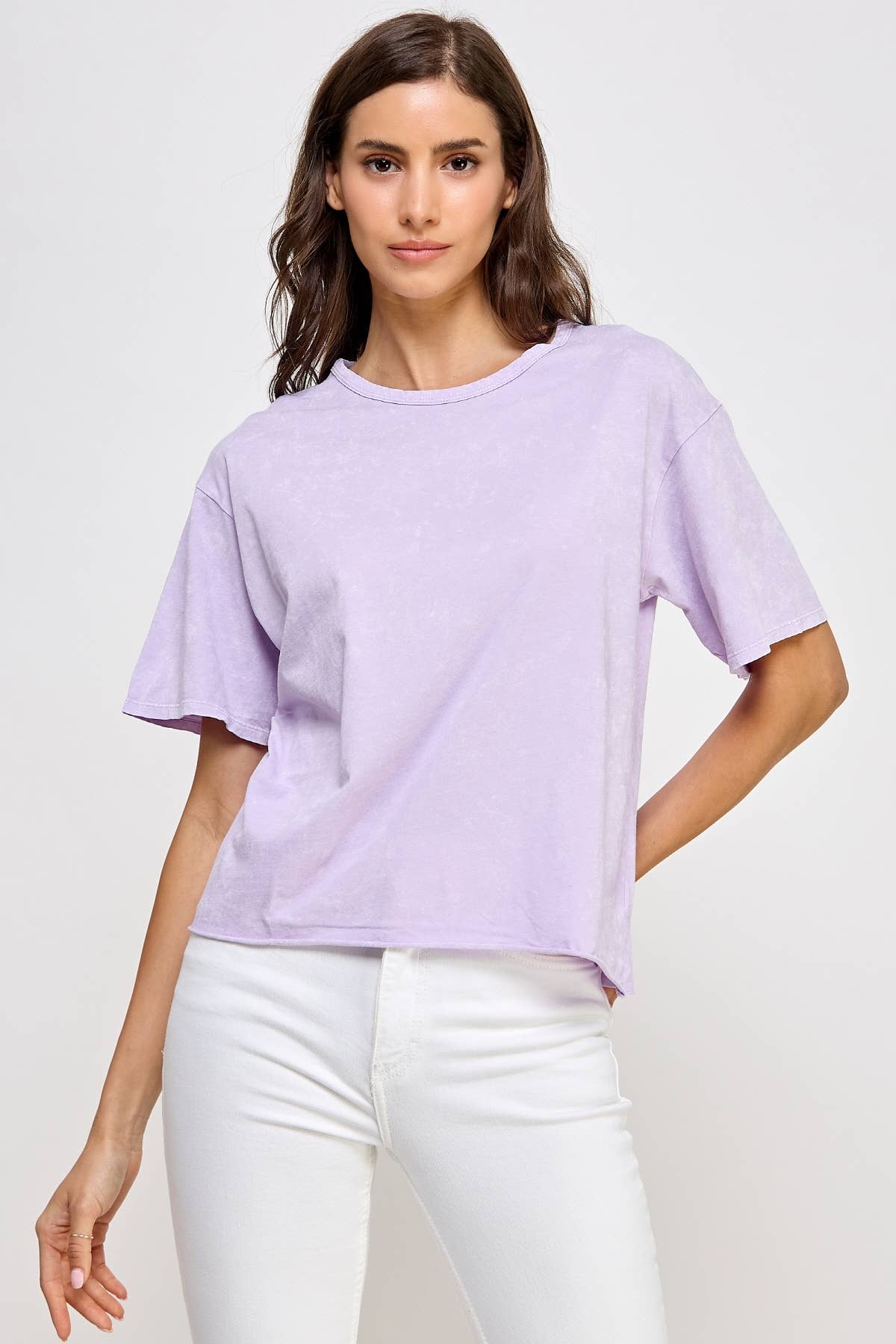 Honestee - Blank Mineral Washed Long Cropped T-Shirt