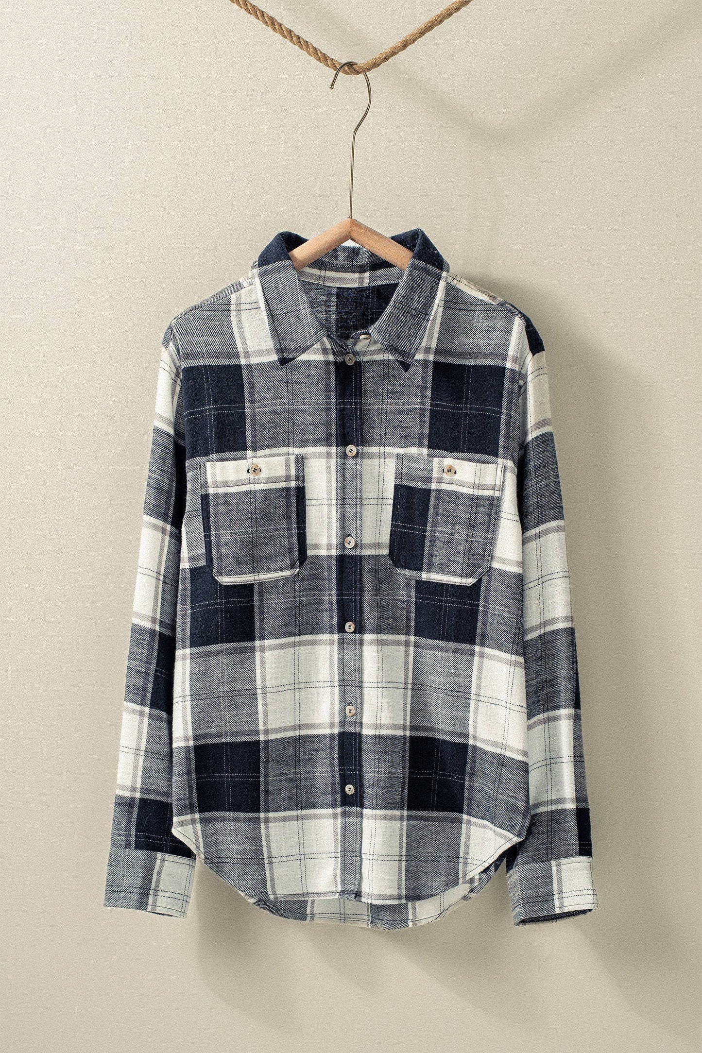 Urban Daizy - Western Plaid Button-Up Relaxed Fit Shirt