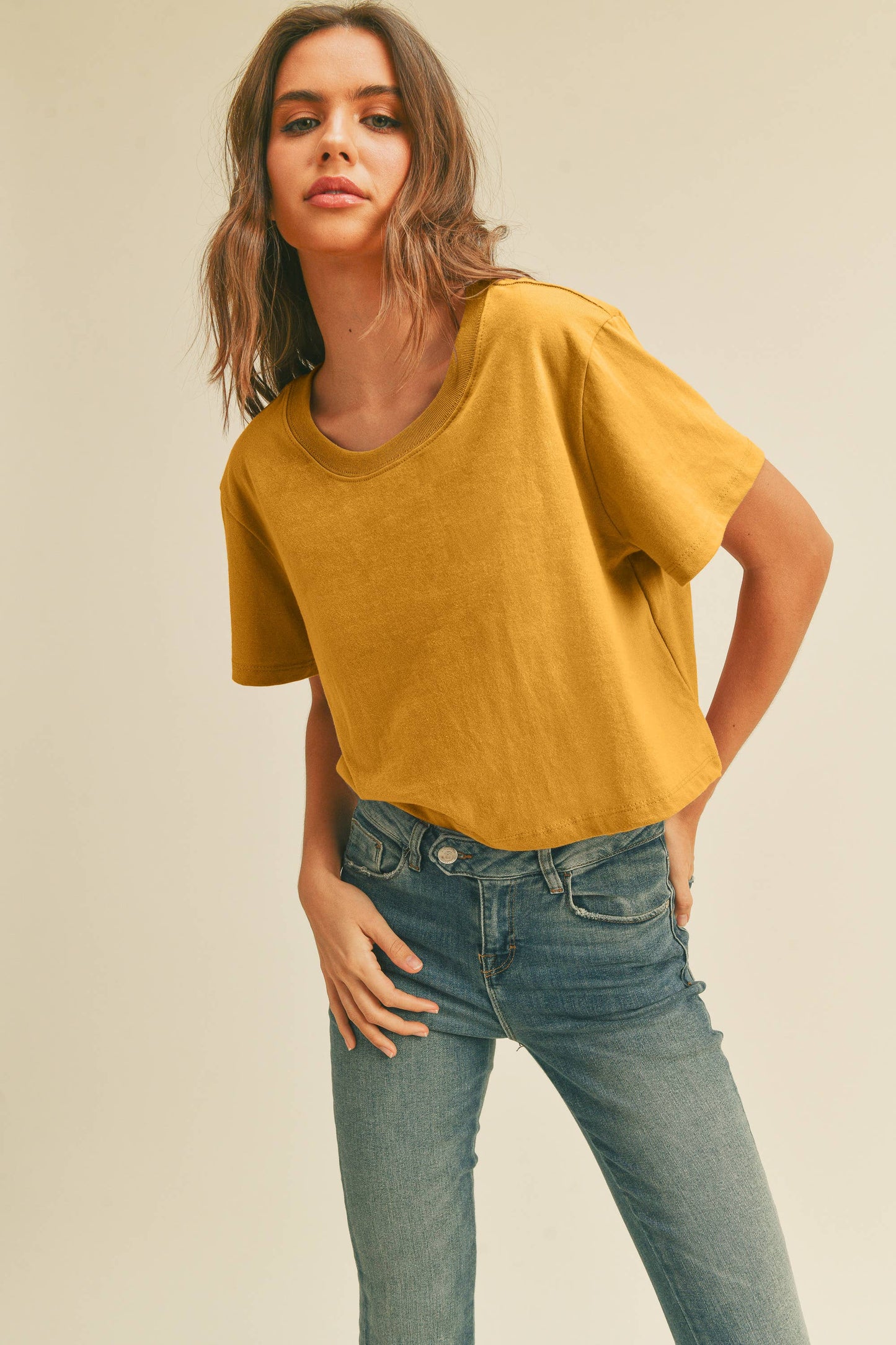 Honestee - TSTW1003WS Premium Garment Washed Blank Boxy Crop Tee