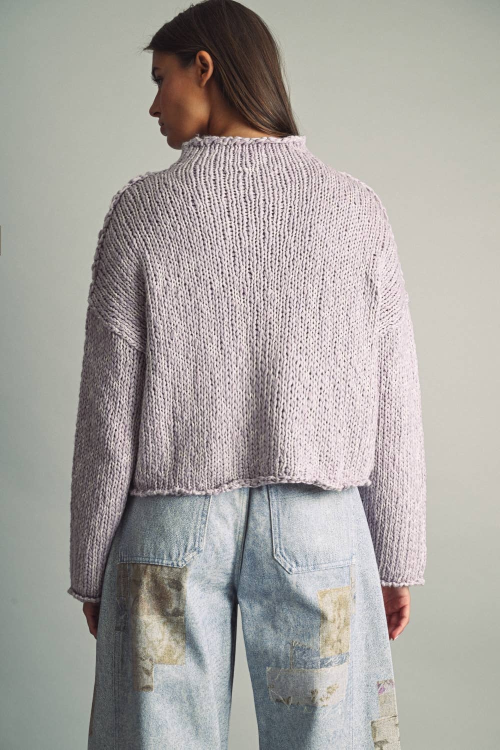 MIOU MUSE - T6753   ROLL HEMMING LONG SLEEVE SWEATER TOP