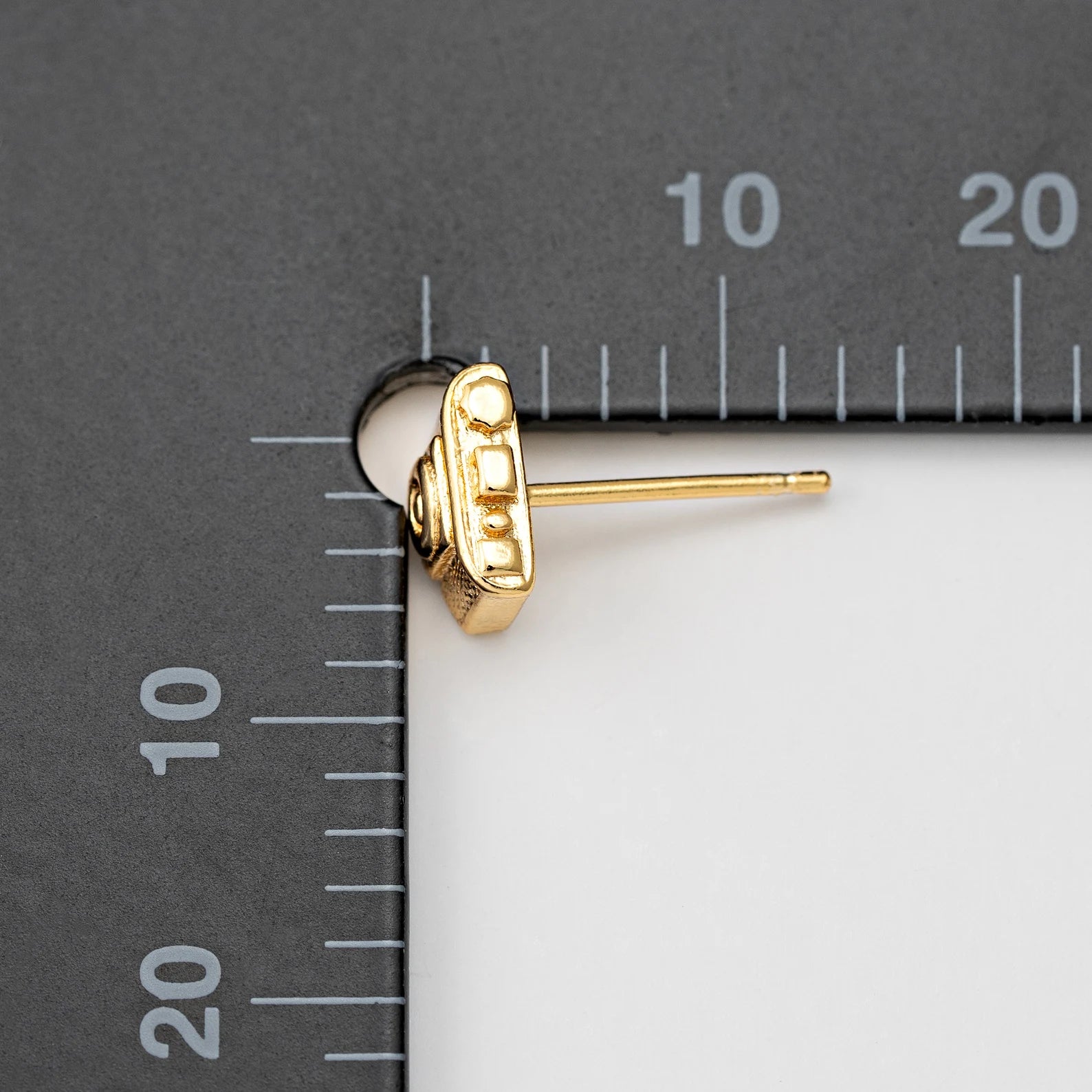 gold plated dainty camera stud earrings photographer gift