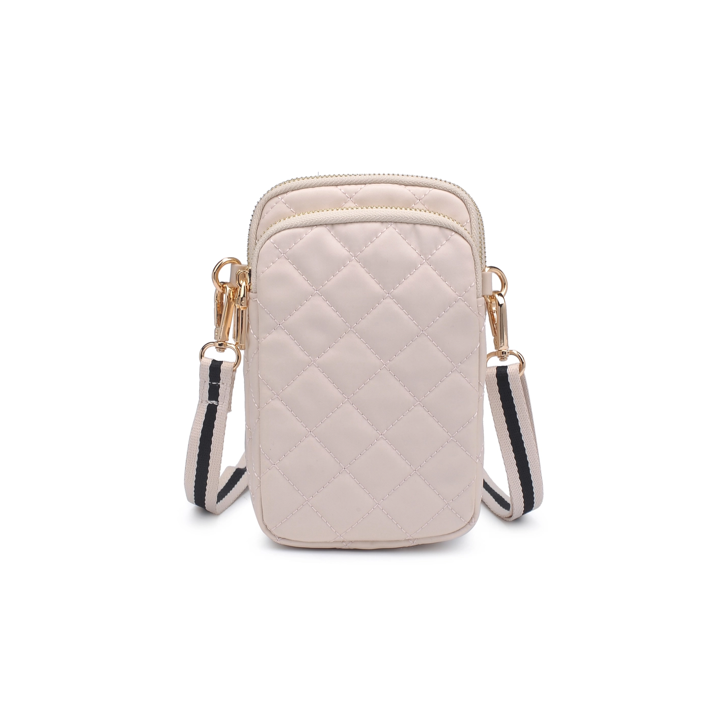 Sol and Selene - Divide & Conquer Quilted Crossbody: Black nude cream