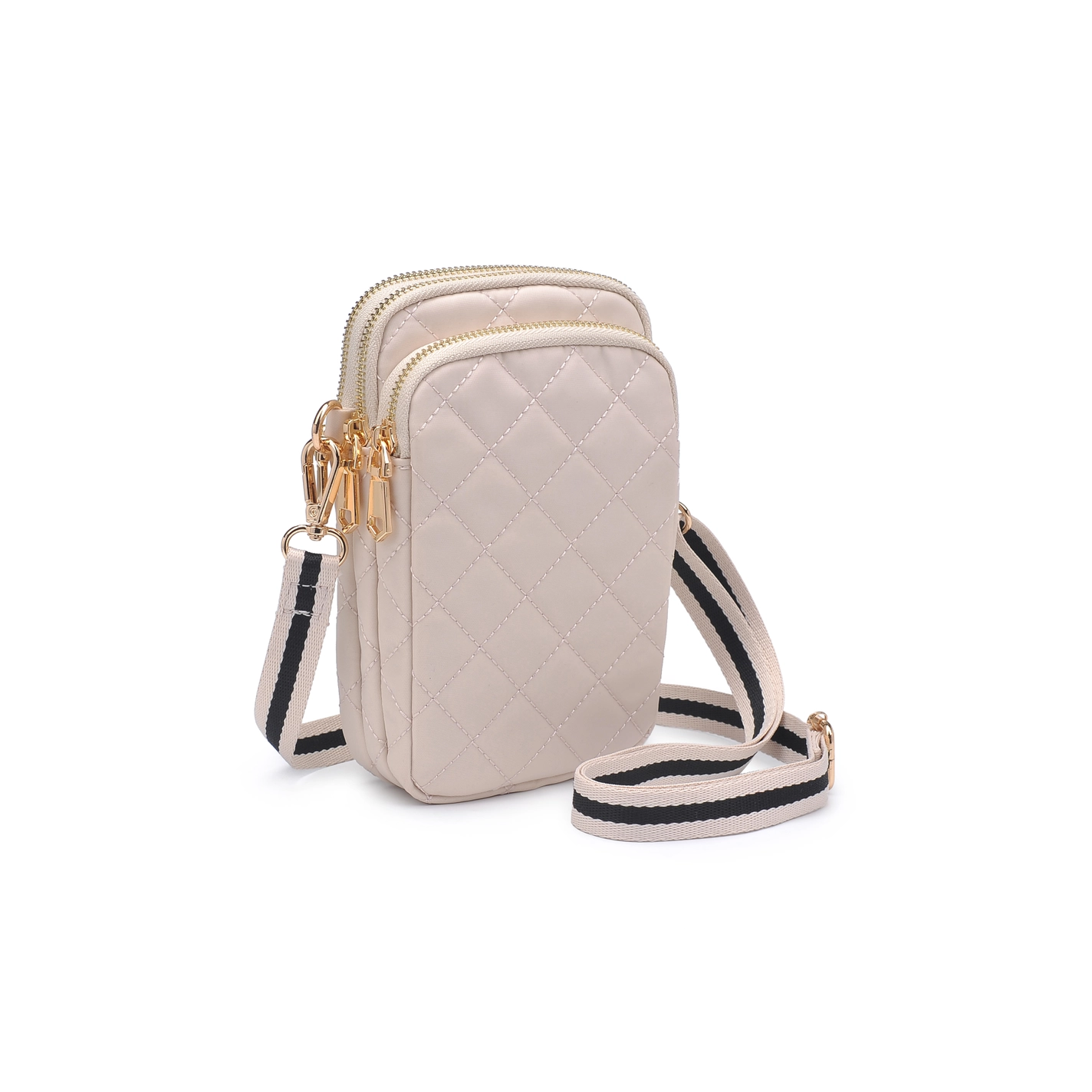 Sol and Selene - Divide & Conquer Quilted Crossbody: Black nude cream