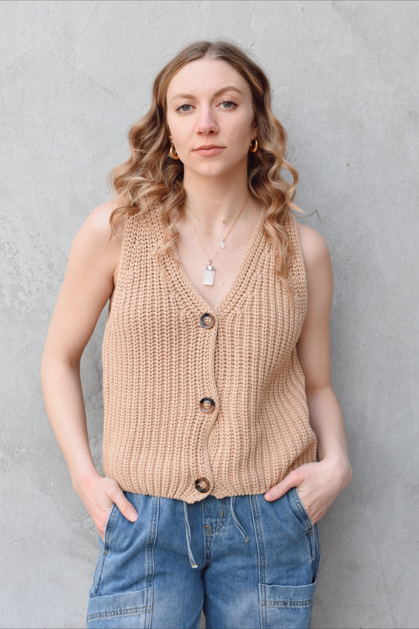 button sweater vest
