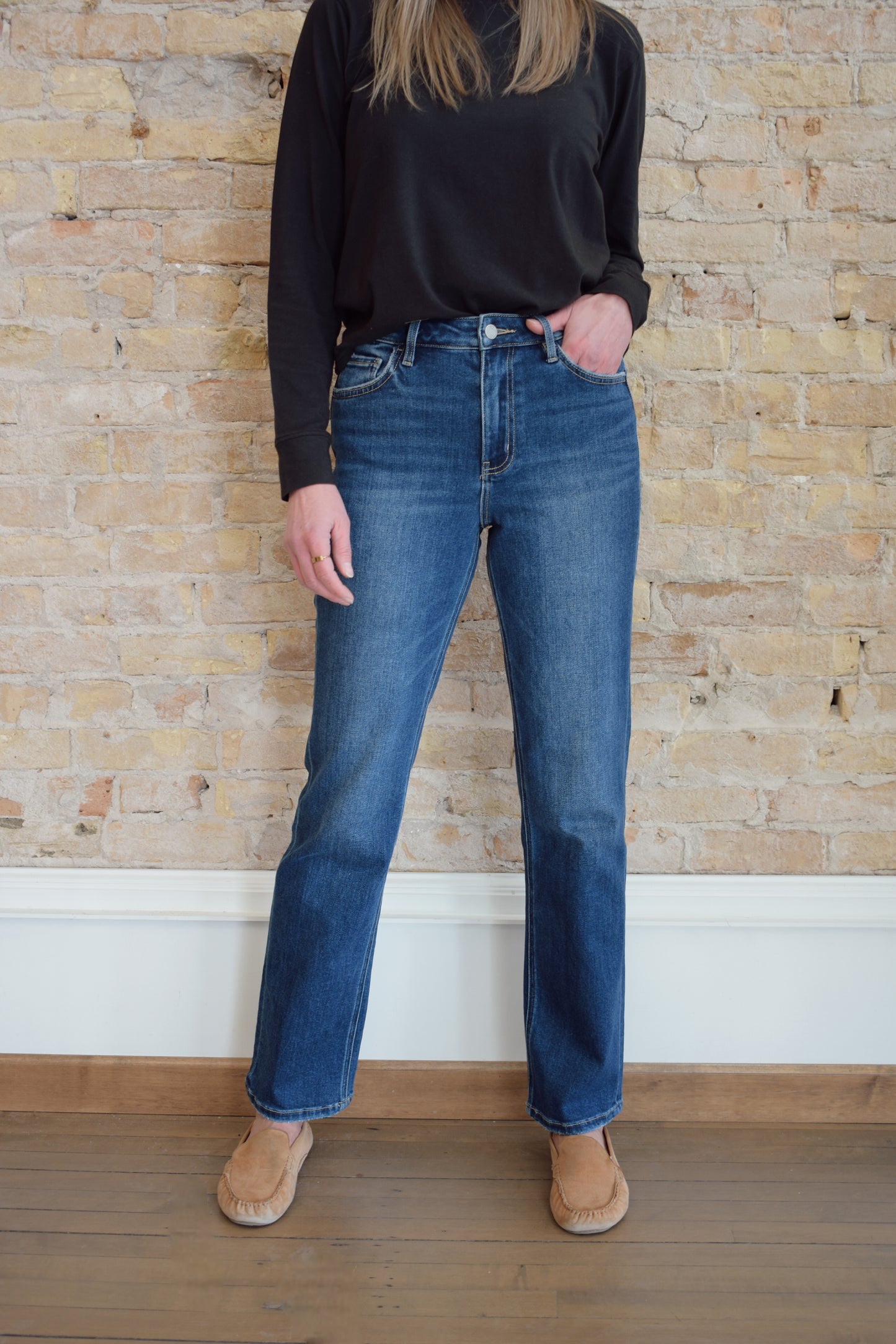 dark straight jeans