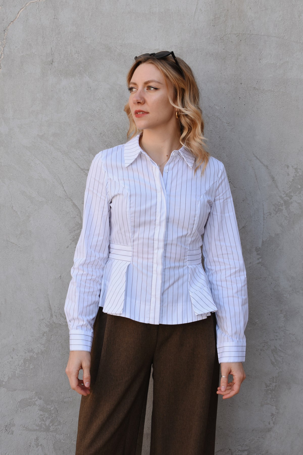 peplum button down