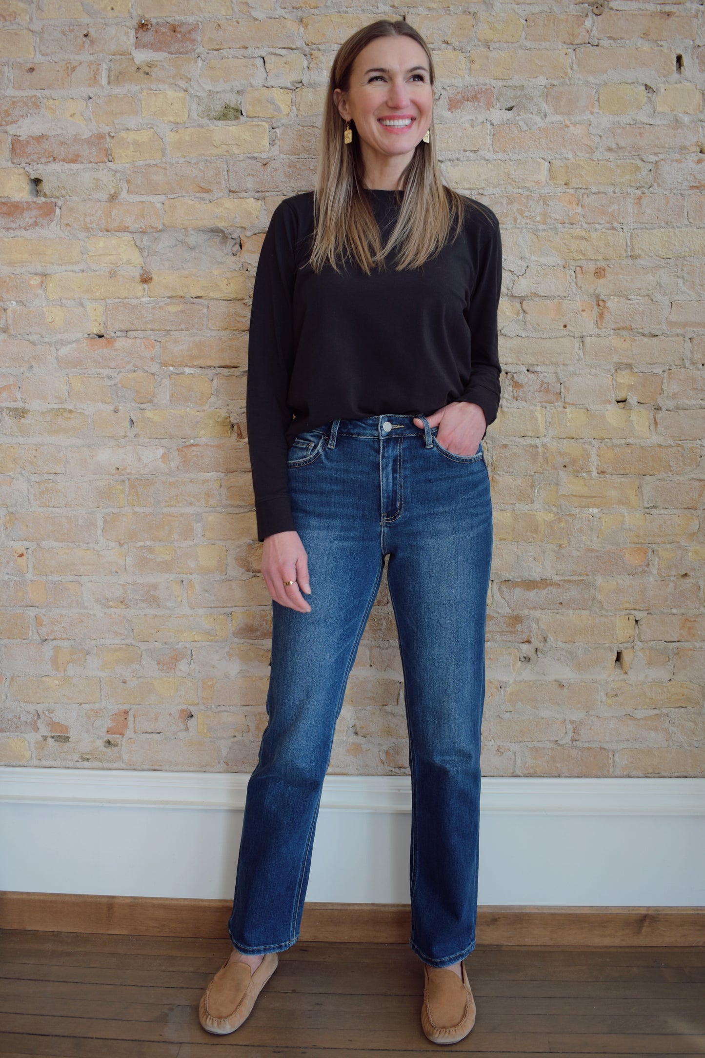 dark straight jeans