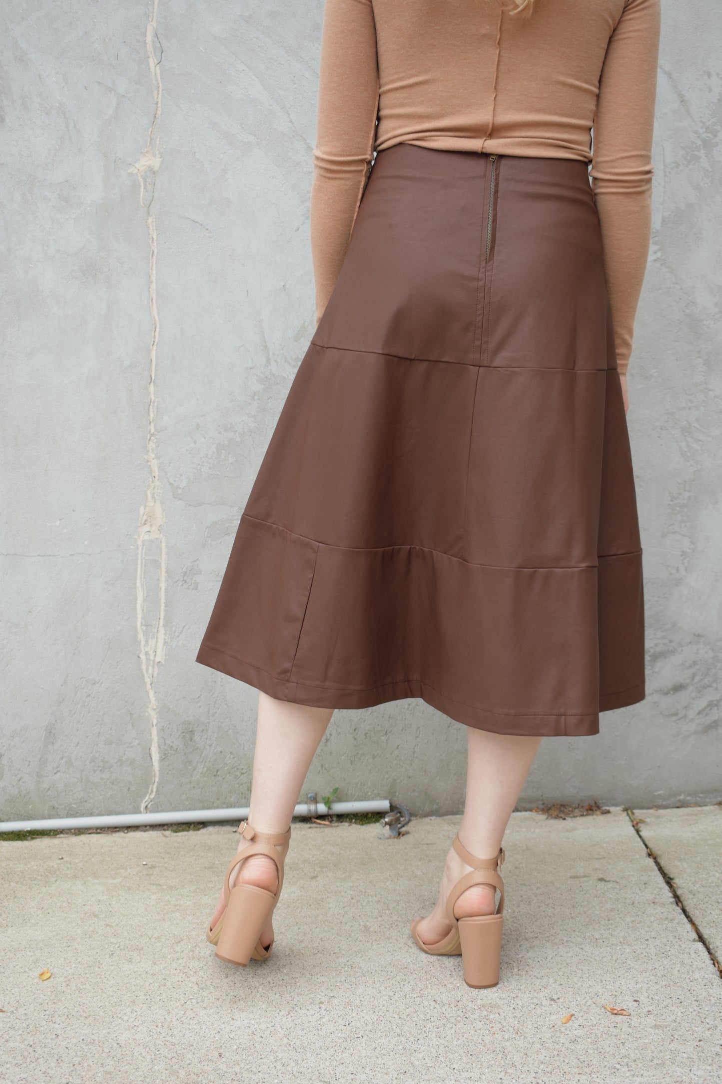 faux leather a line skirt