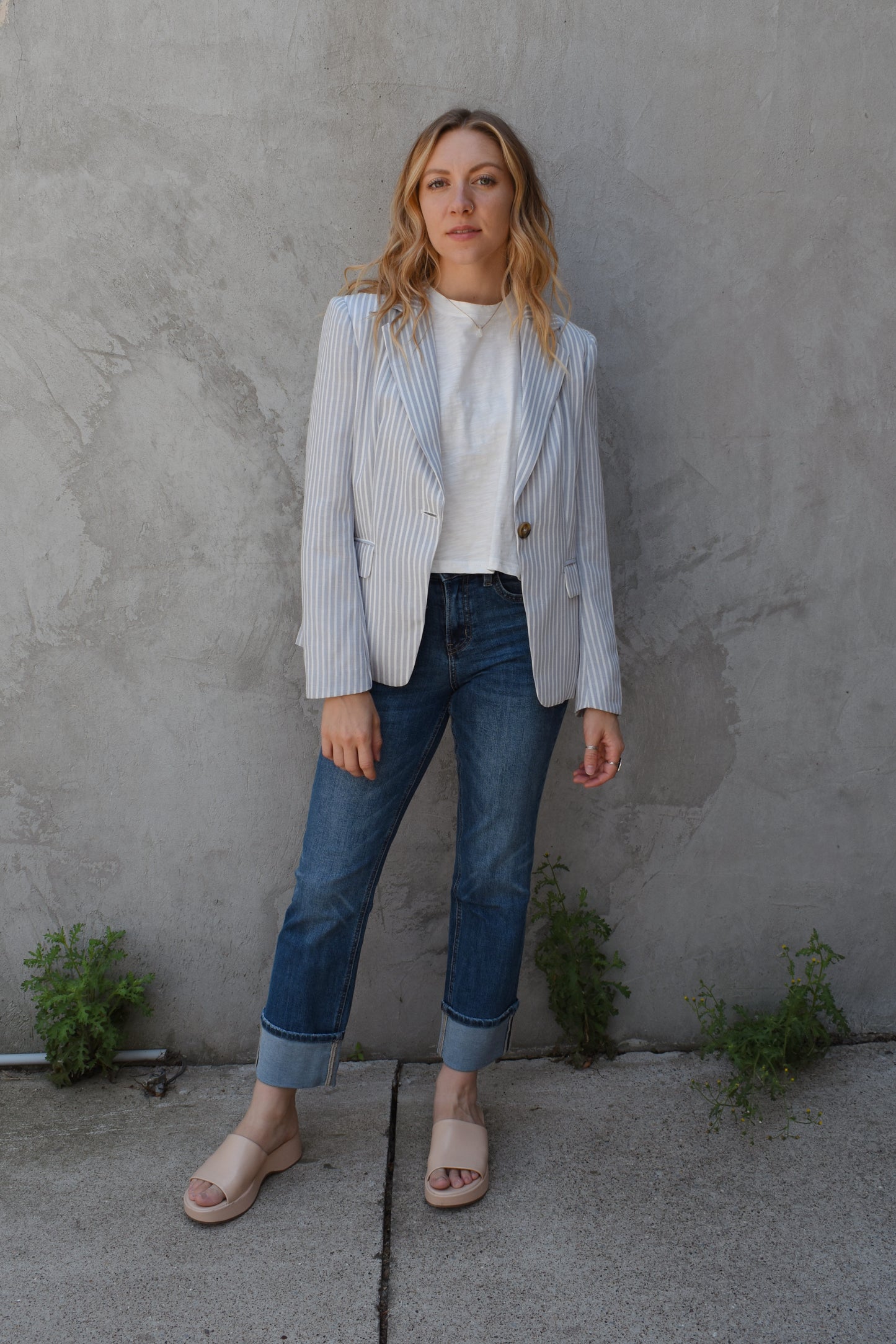cuffed straight jeans