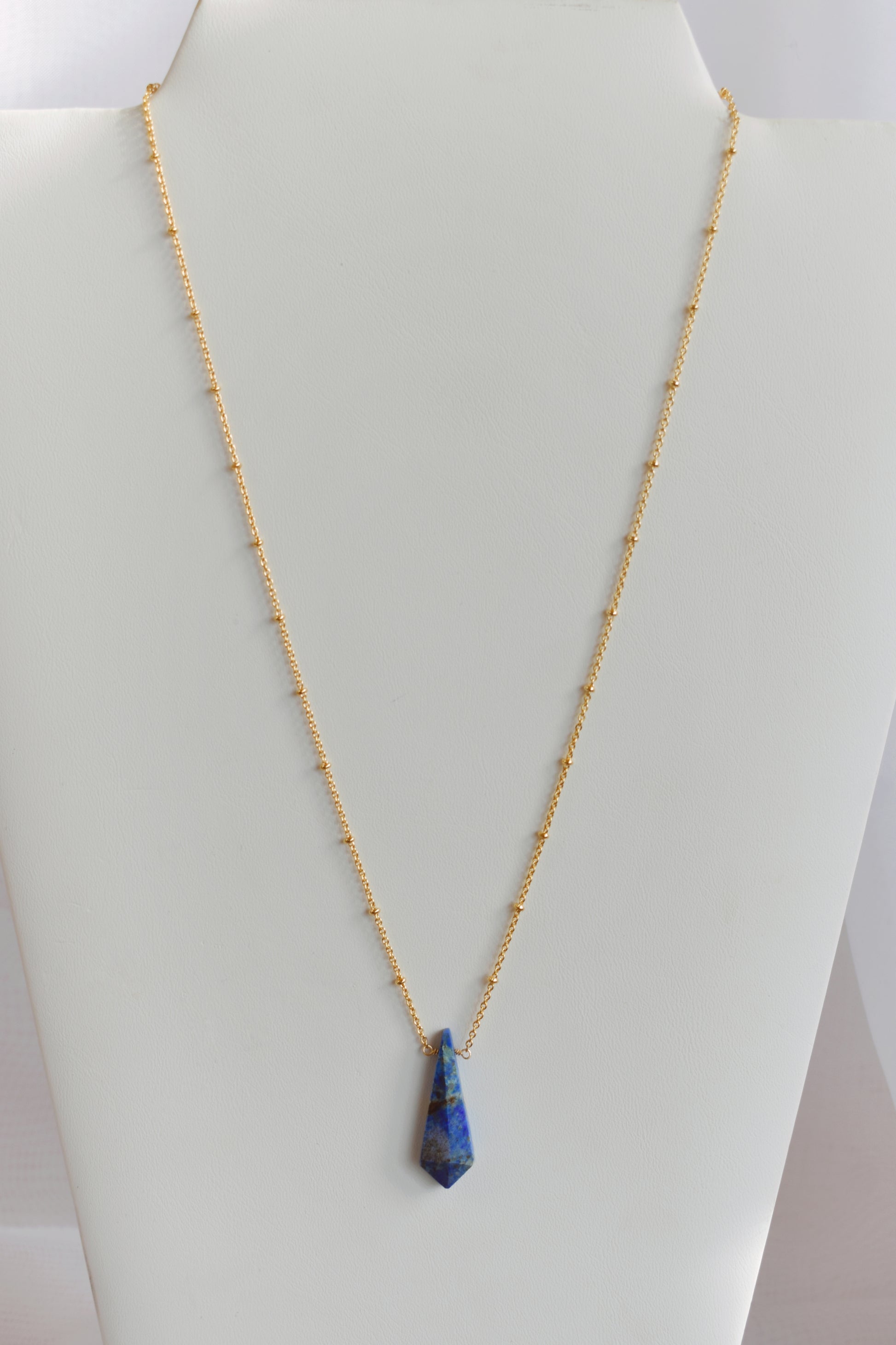 revival made goods lapis lazuli gold plated satellite chain necklace