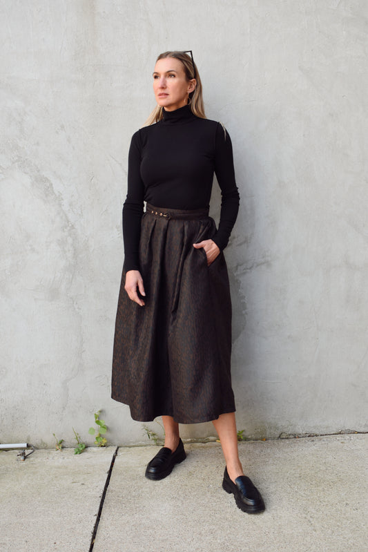 leopard midi skirt