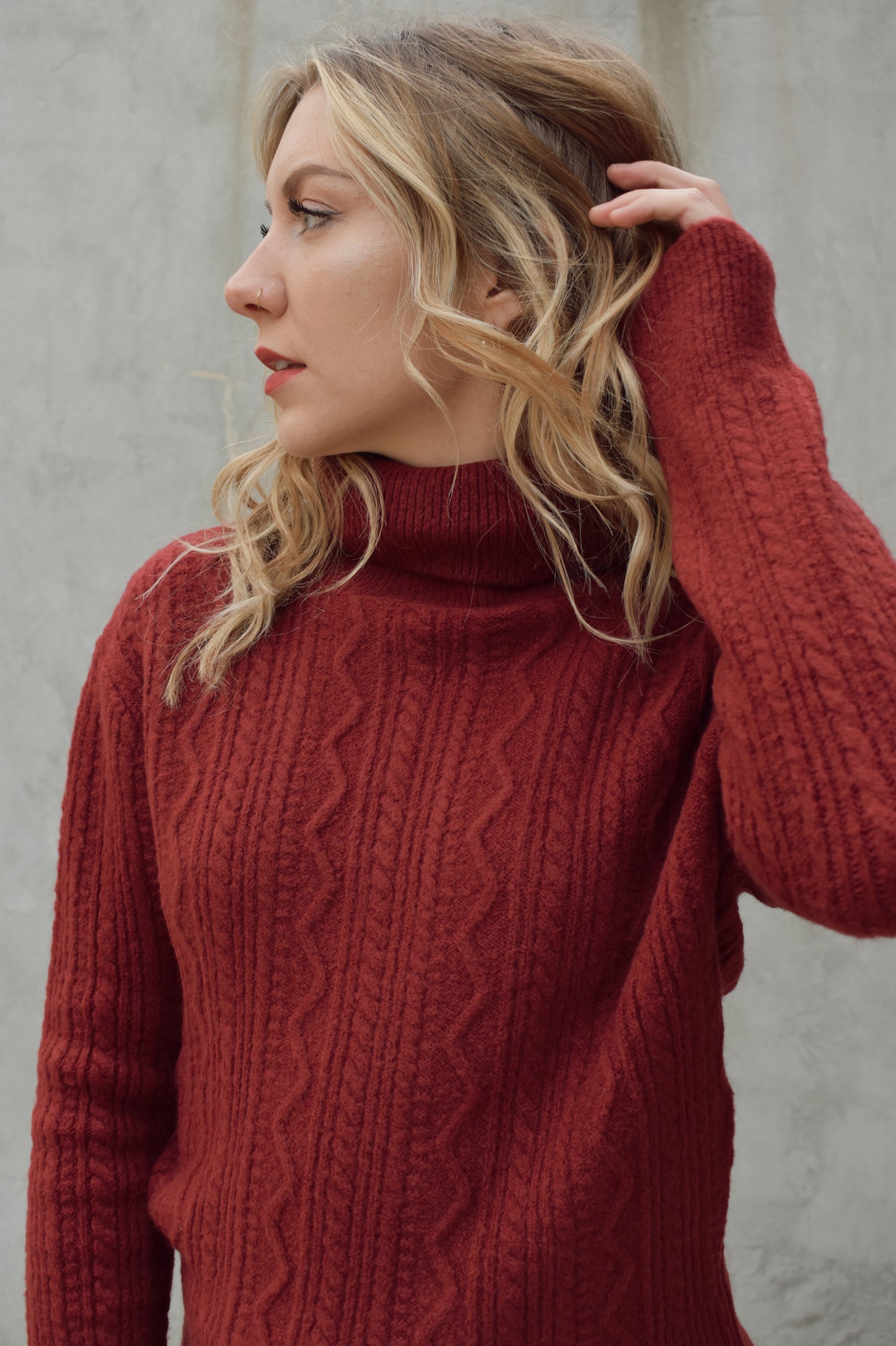 Pearl cable sweater