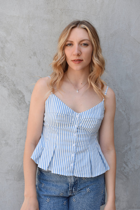 striped peplum tank
