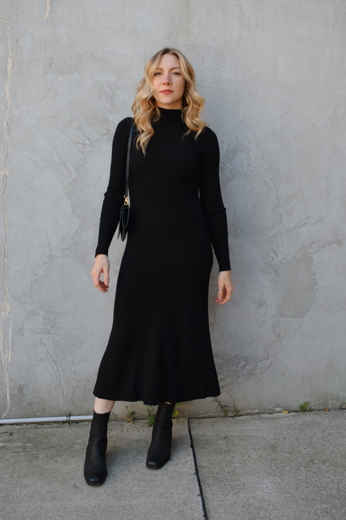 ribbed fit and flare midi