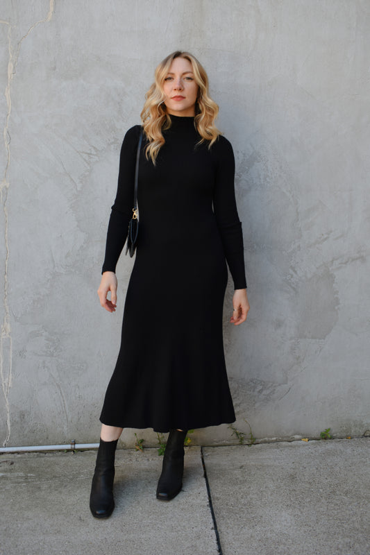 ribbed fit and flare midi