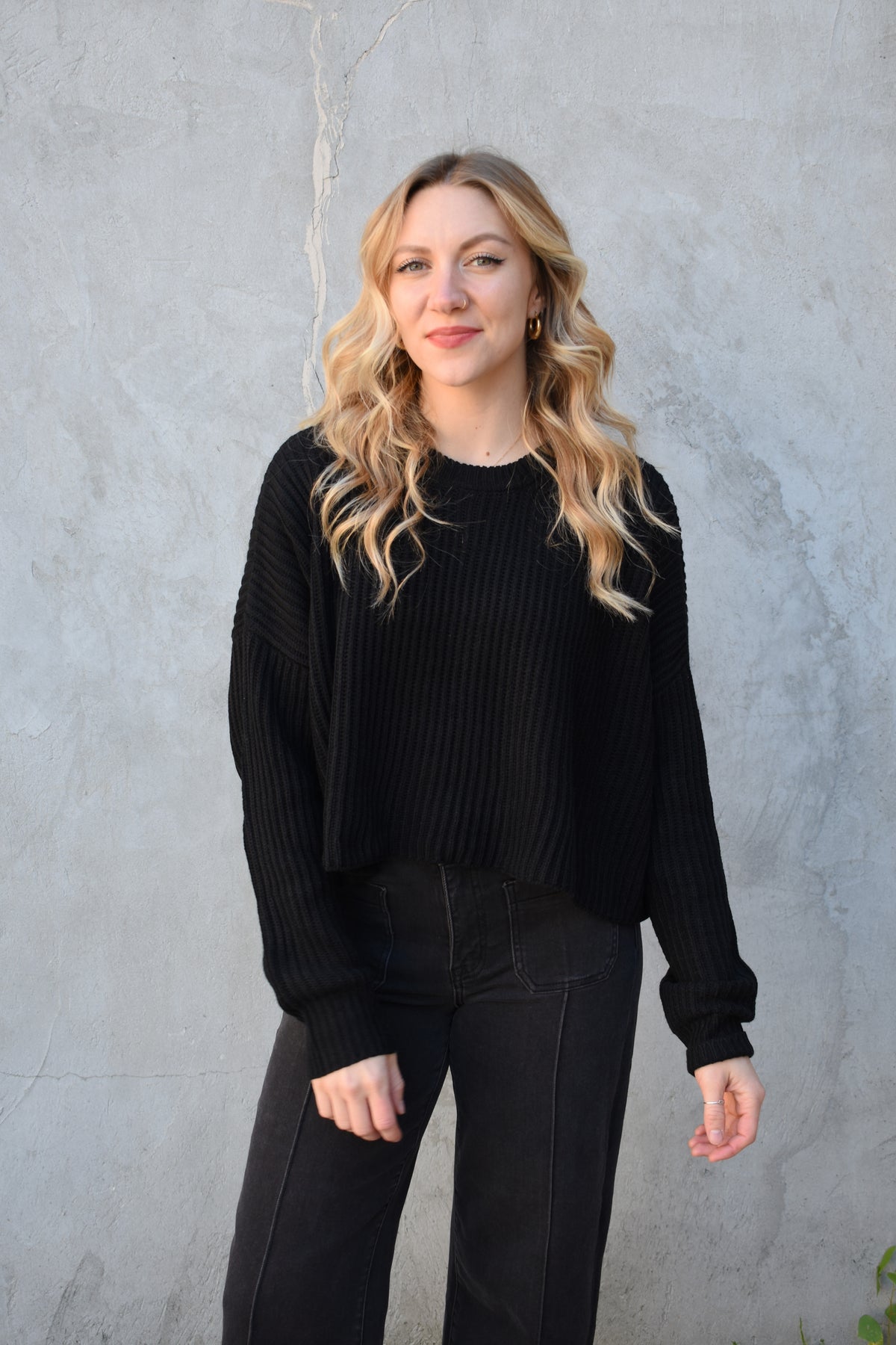 cropped ribbed sweater