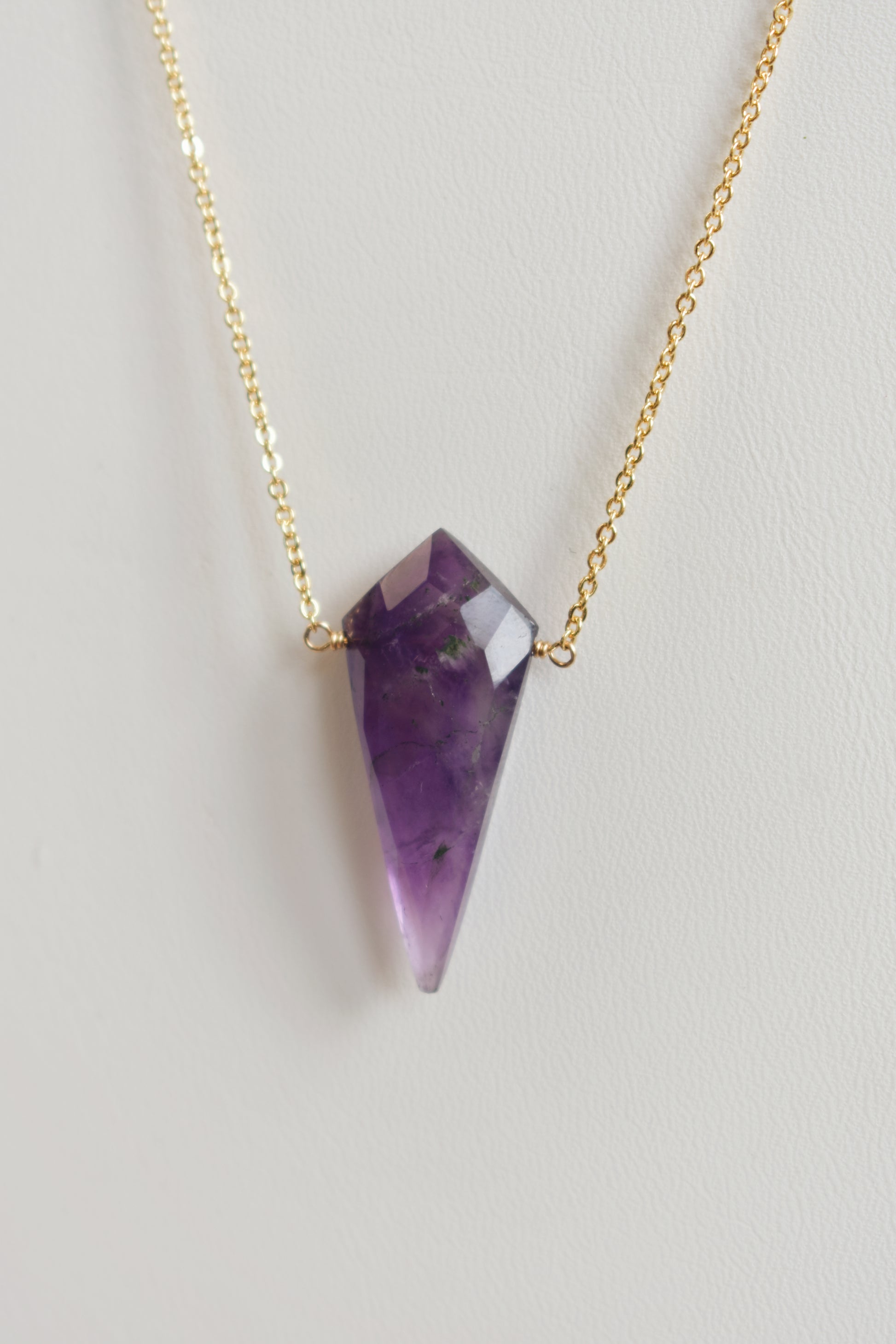 revival made goods faceted amethyst gold plated dainty chain necklace