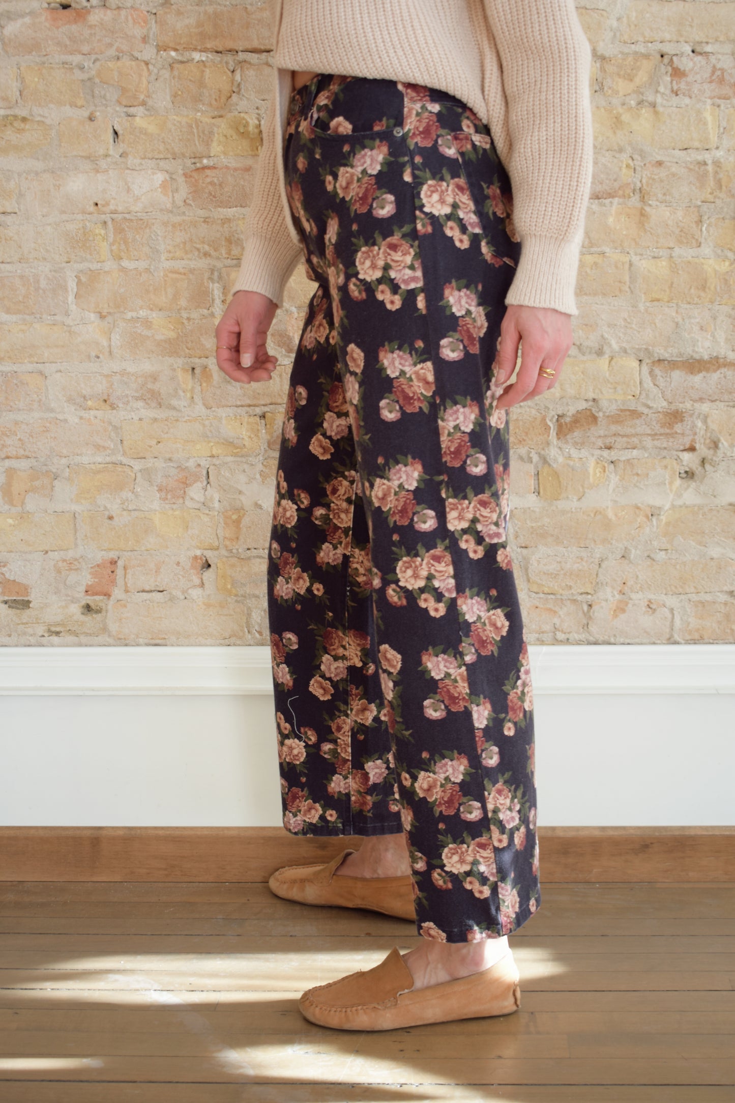 floral stonewashed jeans