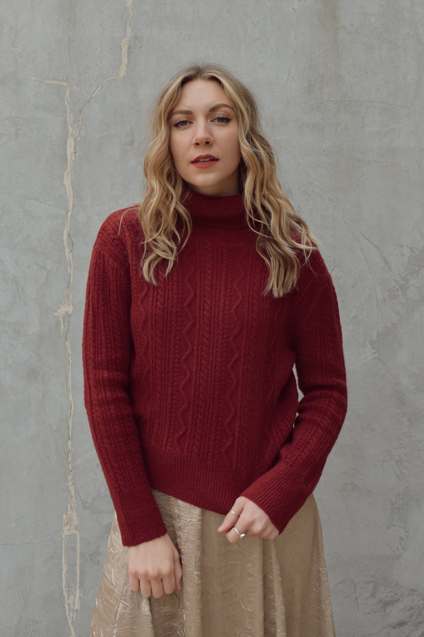 Pearl cable sweater