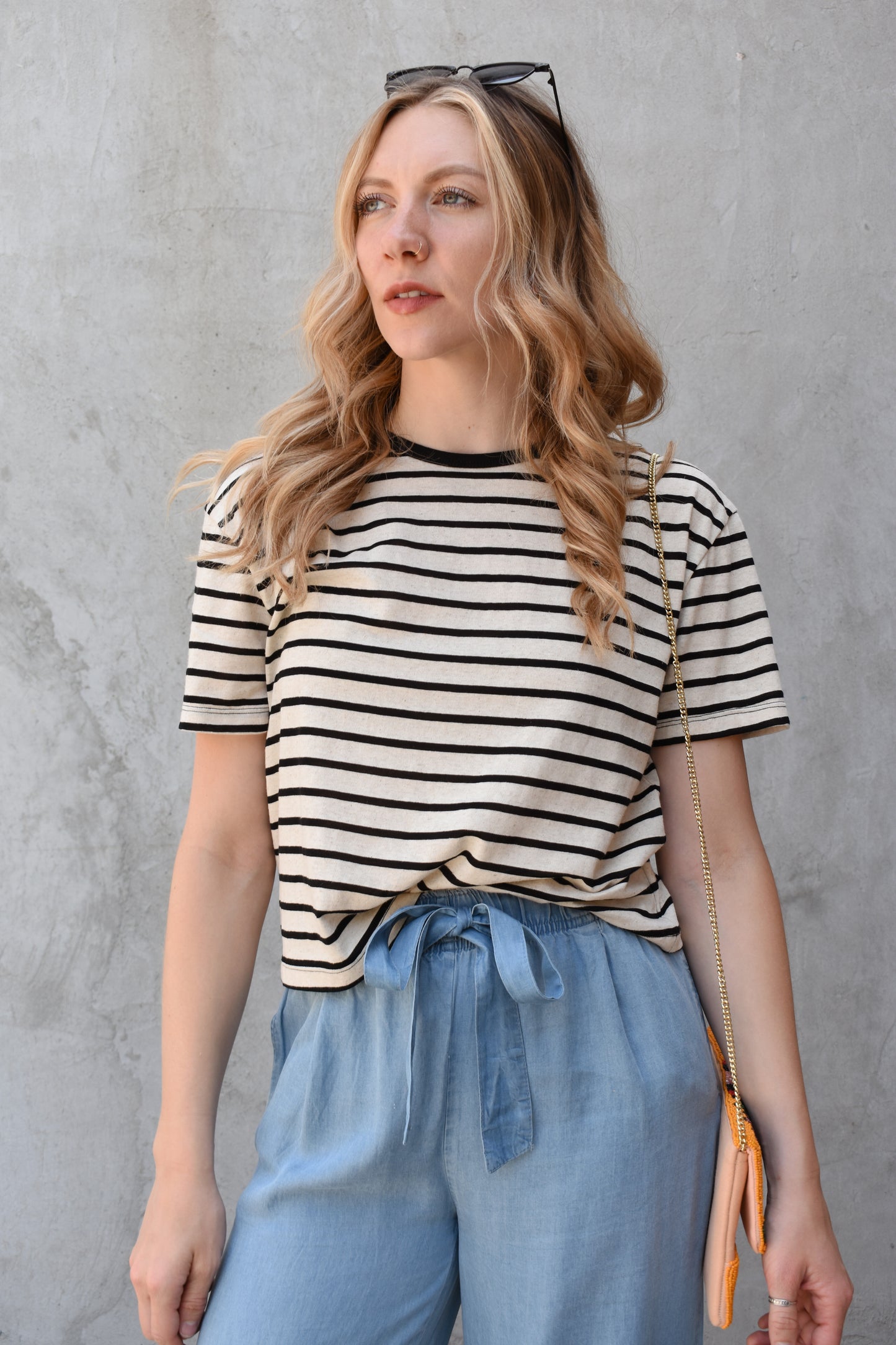 boxy ringer striped tee